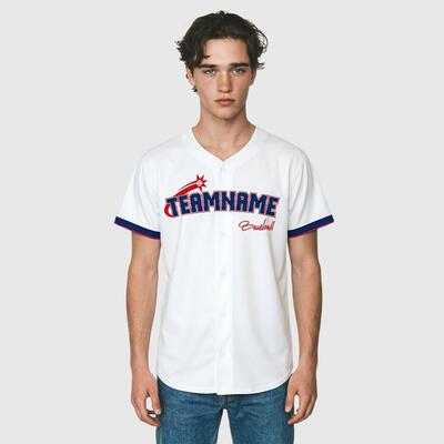 Custom White Baseball Jersey – Chunichi Style with Star Personalized Name and Number