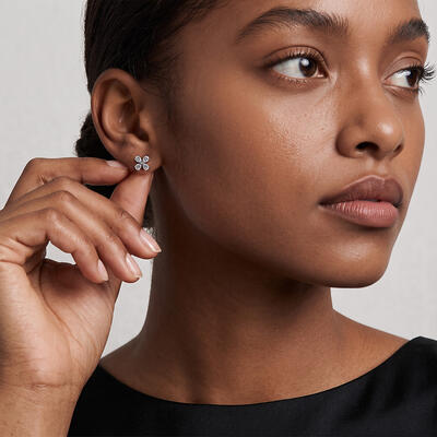 "Petal Kiss" Pear-Shaped Floral Stud Earrings