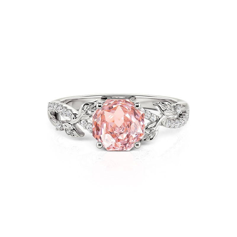 Jeulia Anillo Hoja Trenzada Rosa Rosa Corte Rosa de Moda