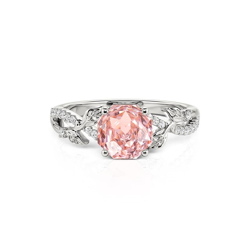 Jeulia Anillo Hoja Trenzada Rosa Rosa Corte Rosa de Moda