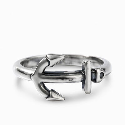 Jeulia "Sideways Anchor" Sterling Silver Ring