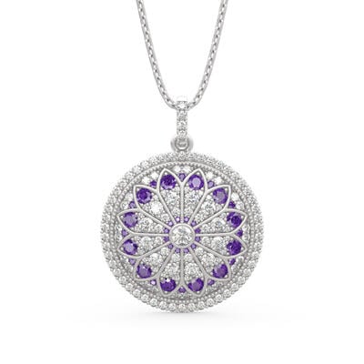 Jeulia "Divine Rose Window" Inspired Sterling Silver Necklace