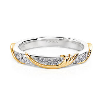 Jeulia Two Tone Gold Leaf Wedding Band