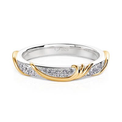 Jeulia Two Tone Gold Leaf Wedding Band