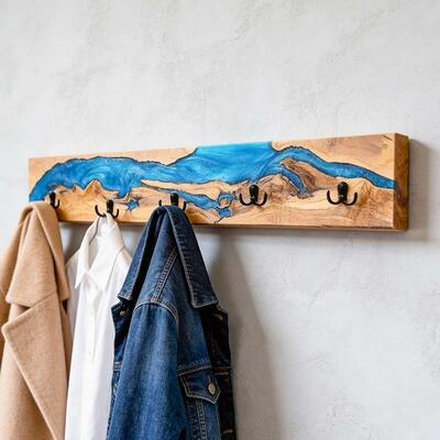 Versatile Resin River Wood Rustic Coat Rack | Reslol Rustic Decor Gift