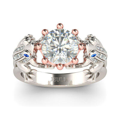 Jeulia Hug Me "Frog Prince" Two Tone Crown Sterling Silver Ring