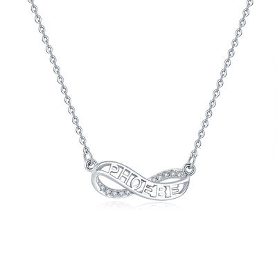 Jeulia "Everlasting Love" Personalized Sterling Silver Necklace
