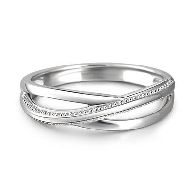 Jeulia "Eternal Promise" Crossover Design Sterling Silver Men's Band