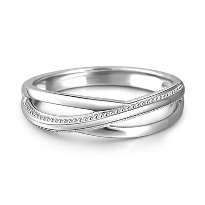 Jeulia Alliance pour homme "Promesse éternelle" Croisement Argent Sterling