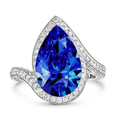 Jeulia "Intertwining" Pear Cut Halo Sterling Silver Ring