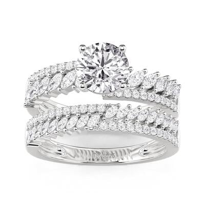 Jeulia Olivetta Bypass Round Cut Bridal Ring Set