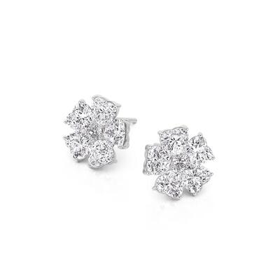 Jeulia Fashion Heart Petal Flower Stud Earrings
