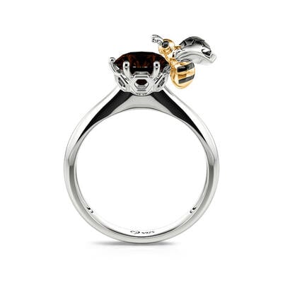Jeulia Hug Me "You Are My Sunshine" Honeycomb Bee Round Cut Sterling Silver Ring