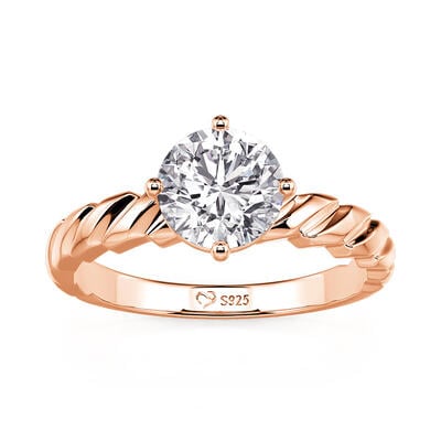 Jeulia Braided Rose Gold Round Solitaire Engagement Ring