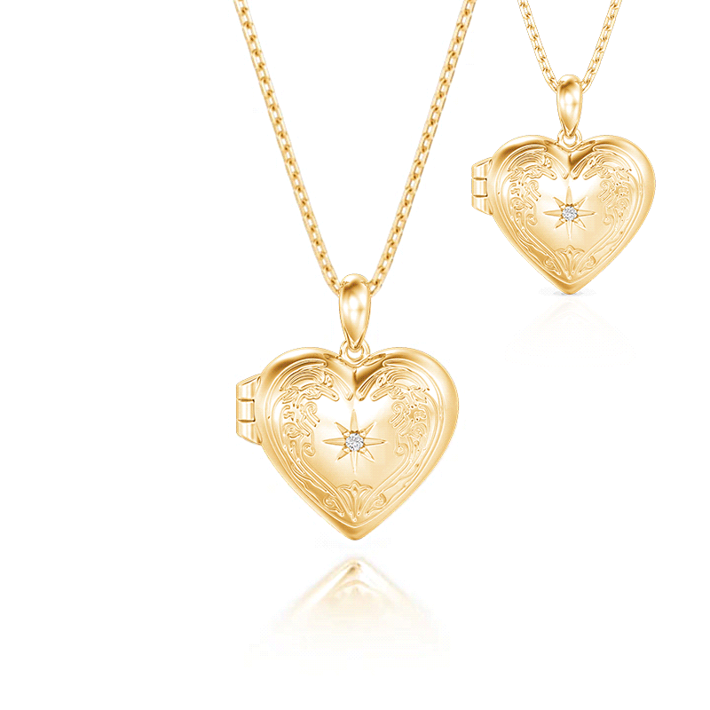 Jeulia Collar Personalizado Colgante de Foto de Corazón de Estrella del Norte