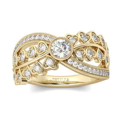 Jeulia Round Cut Heart Sterling Silver Women's Ring