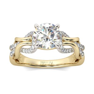 Jeulia Intertwined Two Tone  Round Cut Sterling Silver Ring