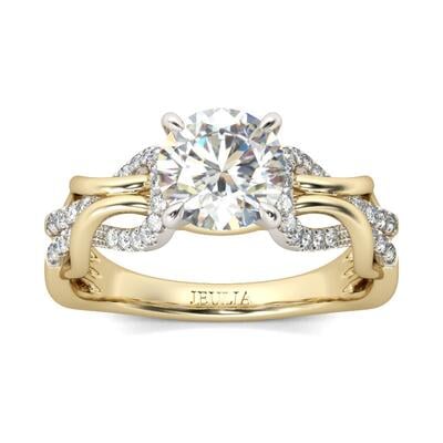 Anillo Con Dos Tonos Entrelazado De Corte Redonda En Plata De Ley