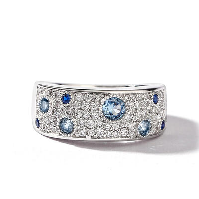 Jeulia "Landscape in Galaxy" Round Cut Sterling Silver Women's Band