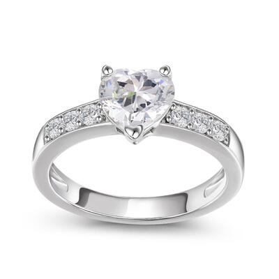 Jeulia Classic Heart Cut Sterling Silver Ring