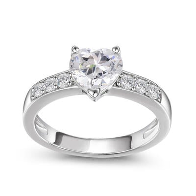 Jeulia Classic Heart Cut Sterling Silver Ring