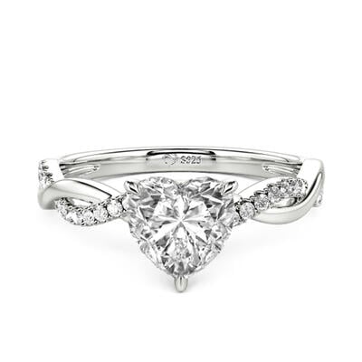 Jeulia Twist Heart Cut Sterling Silver Engagement Ring