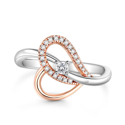 Jeulia Anillo Simple de Corazón Infinito en Plata Esterlina de Dos Tonos