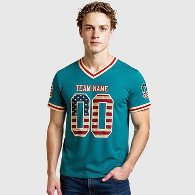 Custom Throwback Football Jersey Vintage USA Flag Mesh Authentic
