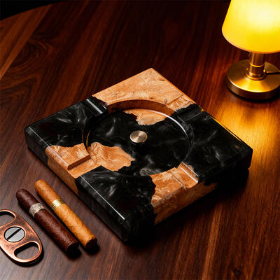 Eco - Artisanal Resin Wood Ashtray Handmade Gift for Tobacco & Cigar Lovers