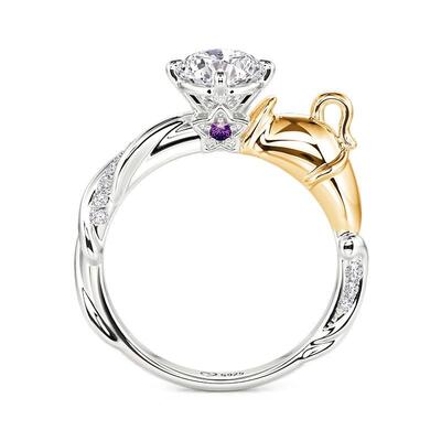 Jeulia Luna Astra Two-Tone Twist Pave Aquarius Zodiac Ring