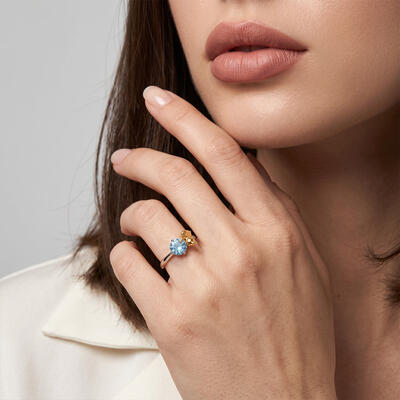 "My Furry Friend" Round Cut Side Stone Engagement Ring