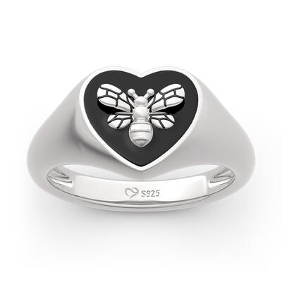 Jeulia "Honey Bee" Sterling Silver Signet Ring