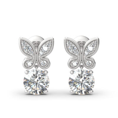 Jeulia Butterfly Round Cut Sterling Silver Drop Earrings