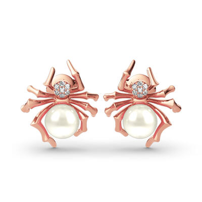 Jeulia Spider Design Cultured Pearl Sterling Silver Earrings