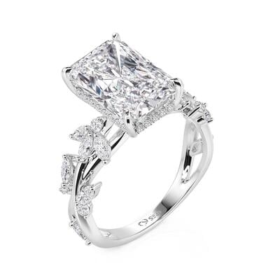 Jeulia Leaf Twist Radiant Cut Engagement Ring Sterling Silver