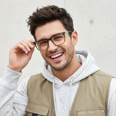 Abraham Green Rectangle Glasses
