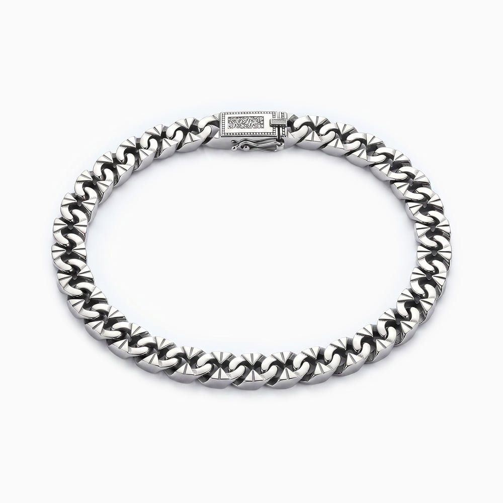 "Shadow Code" 7mm 925 Silver Cuban Link Bracelet