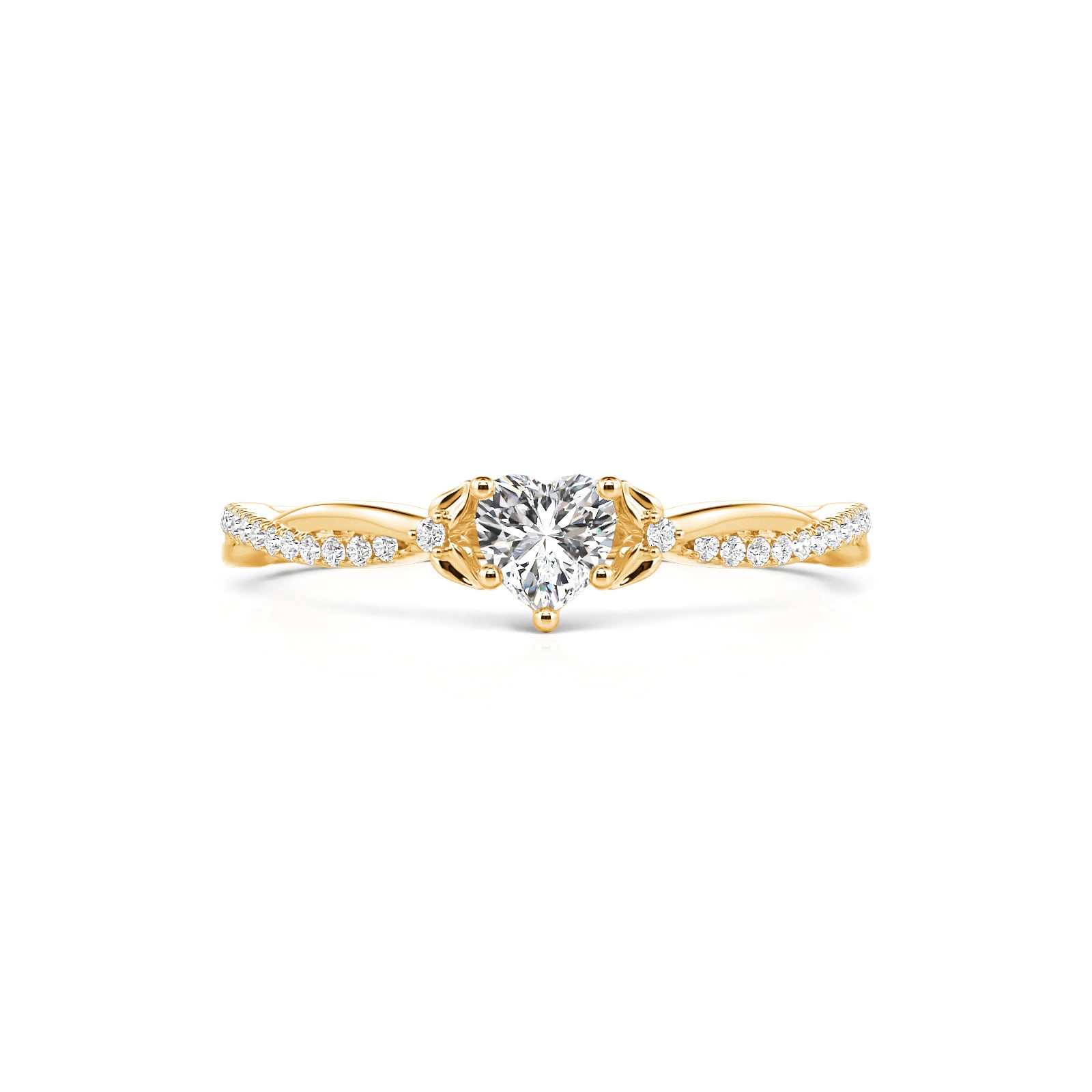 Jeulia Elegant Twisted Pave Heart Engagement Ring