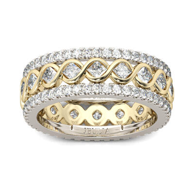 Jeulia Infinity Princess Cut Sterling Silver Women's Band