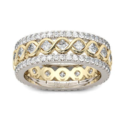 Jeulia Infinity Princess Cut Sterling Silver Women's Band