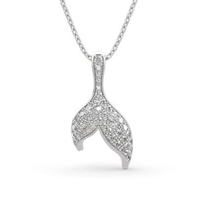 Jeulia "Dancing by the Moonlight" Mermaid Tail Sterling Silver Necklace