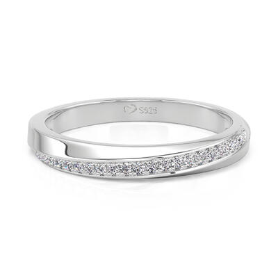 Jeulia Simple Twist Men's Wedding Band Sterling Silver