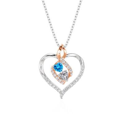 Jeulia Custom Two Tone Infinity Heart Necklace with 2 Birthstone