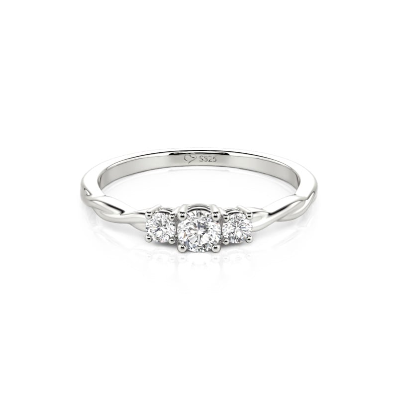 Jeulia Bague de Fiançailles Simple Torsadée à Trois Pierres en Argent Sterling