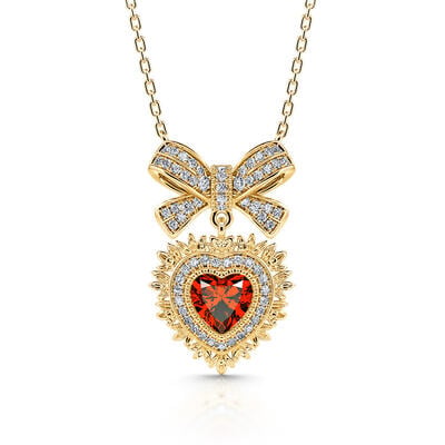 Jeulia "Radiant Love" Halo Heart Cut Sterling Silver Necklace