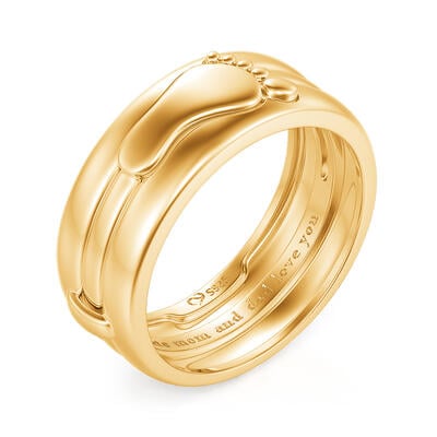 Jeulia Footprint Puzzle Rings with Engraved Design Sterling Silver