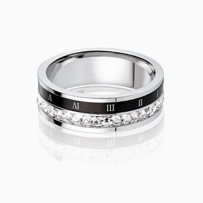 "Chronos & Étincelle" 7mm Bague de Mariage Homme Tournante en Acier Titane