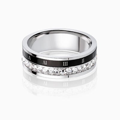 "Chronos & Étincelle" 7mm Bague de Mariage Homme Tournante en Acier Titane