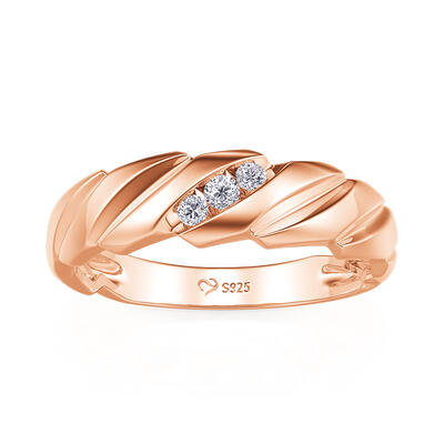 Jeulia Braided Twisted Rose Gold Round Cut Men's Wedding Band
