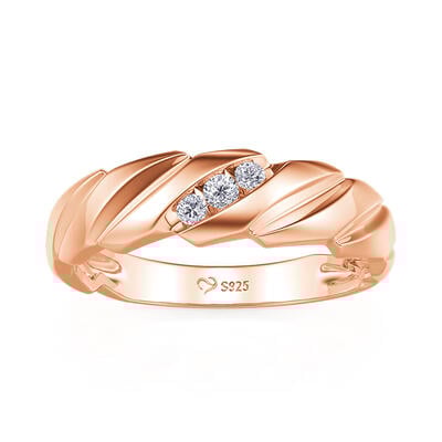 Jeulia Braided Twisted Rose Gold Round Cut Men's Wedding Band